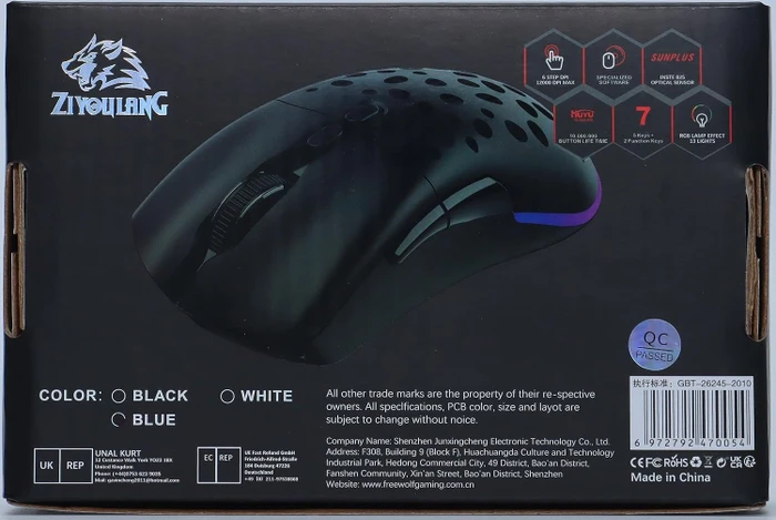 Ziyou Lang D19 RGB Gaming Mouse blau, USB
