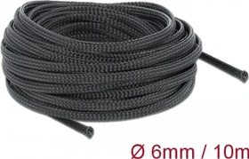 DeLOCK Geflechtschlauch dehnbar, 6mm, 10m, schwarz