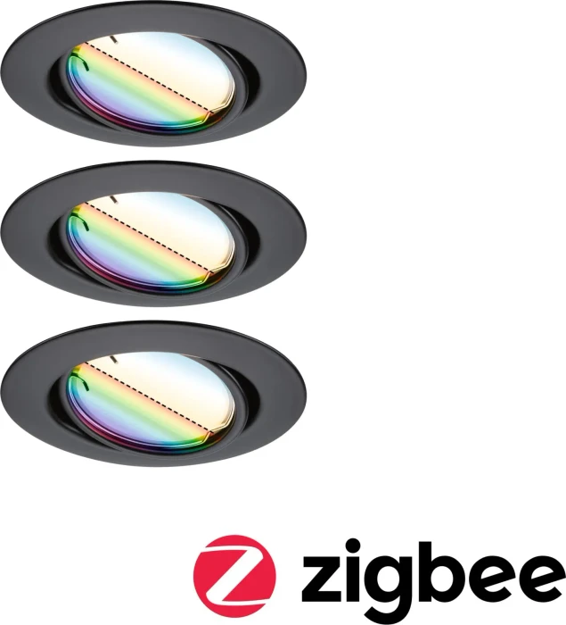 Paulmann Base Coin Basisset LED Einbauleuchte RGB 4.9W schwarz matt, 3 Stück