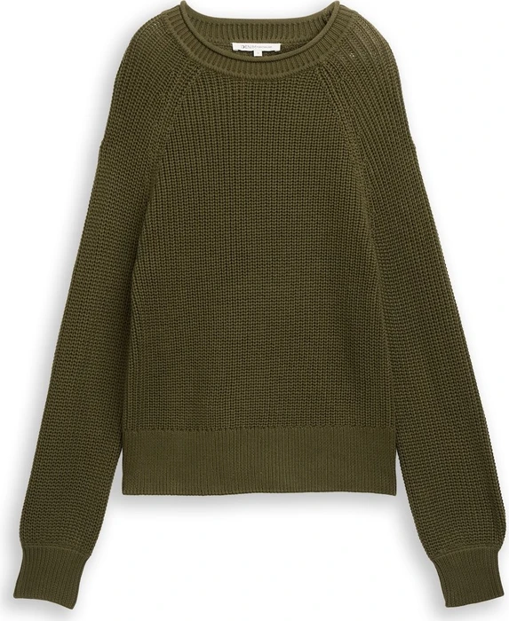 Tom Tailor Strickpullover mit leichten Ballonärmeln Strickpullover grape leaf green (Damen)