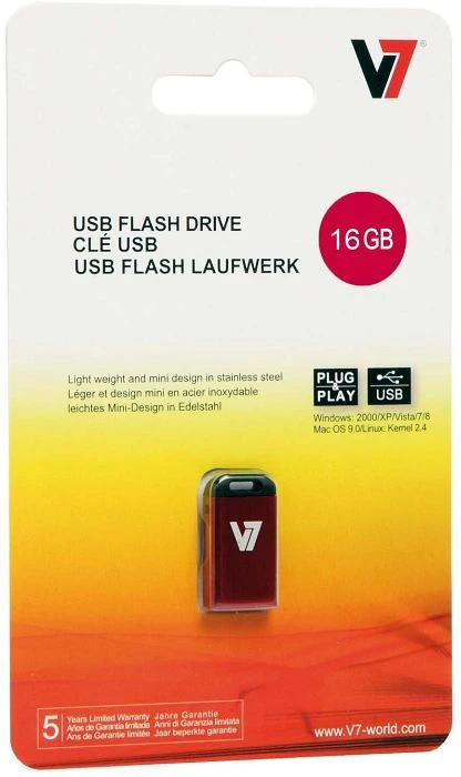 V7 Nano USB-Stick 16GB rot, USB-A, USB 2.0