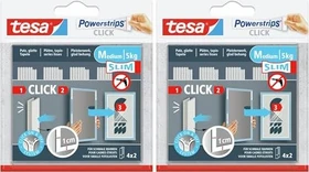 tesa Powerstrips Clips Medium Tapete/Putz weiß, Klebenagel