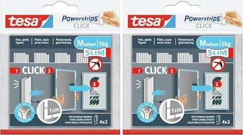 tesa Powerstrips Clips Medium Tapete/Putz weiß, Klebenagel