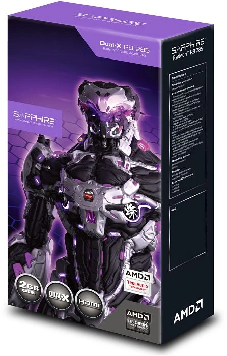 Sapphire Radeon R9 285 Dual-X, 2GB GDDR5, 2x DVI, HDMI, DP, lite retail