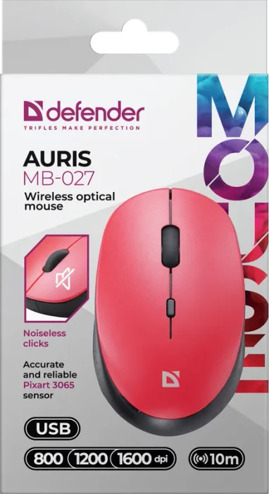Defender Auris MB-027 Silent Wireless Optical Mouse rot, USB