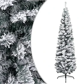 vidaXL Künstlicher Weihnachtsbaum schlank mit Schnee, 180cm