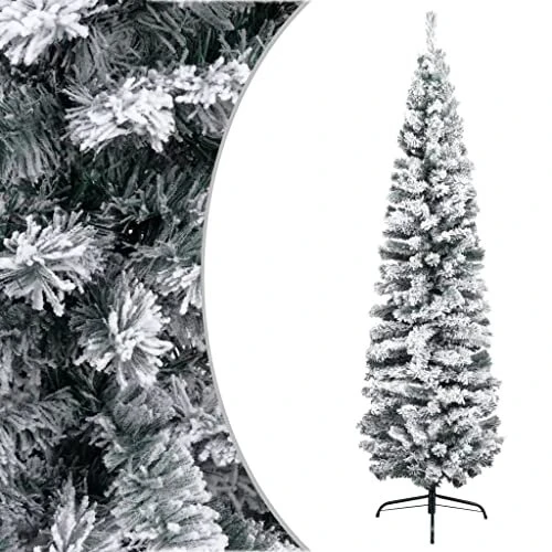 vidaXL Künstlicher Weihnachtsbaum schlank mit Schnee, 180cm