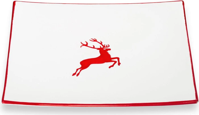Gmundner Keramik Rubinroter Hirsch Speiseteller Trend 26x26cm