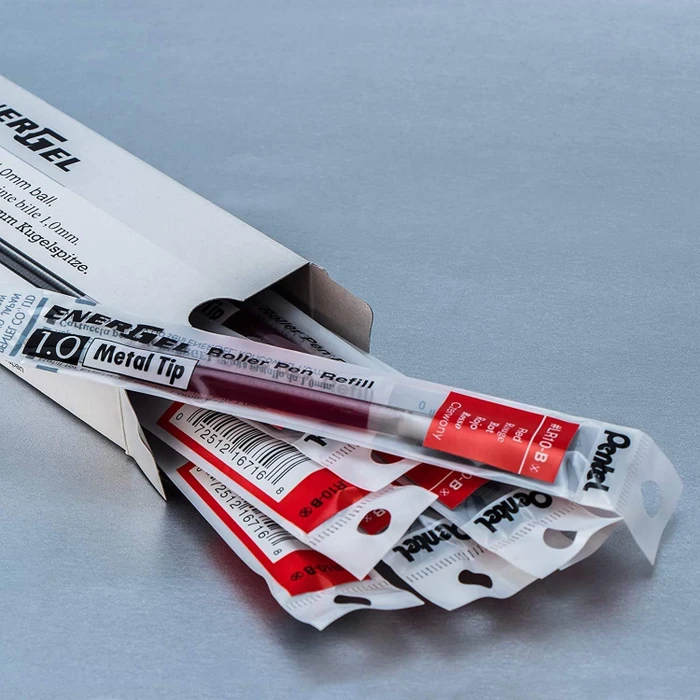 Pentel EnerGel Roller Pen LR10-BX Tintenrollermine 0.5mm (1mm Ball) rot, 12er-Pack