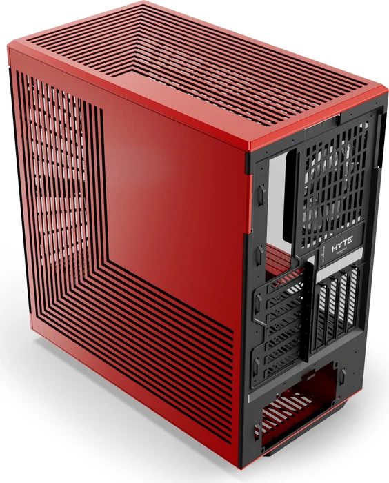 Hyte Y40, rot/schwarz, Glasfenster