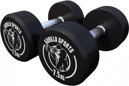Gorilla Sports Gummi Kurzhantel Set 2x 7.5kg