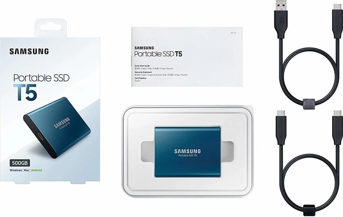 Samsung Portable SSD T5, blau, 500GB, USB-C 3.1