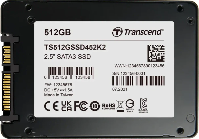 Transcend SSD452K2 512GB, 2.5" / SATA 6Gb/s