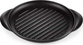 Le Creuset Grillplatte aus Gusseisen rund 25cm schwarz matt