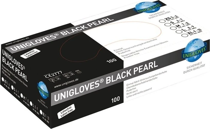 Unigloves Black Pearl Einweghandschuhe L, 100 Stück