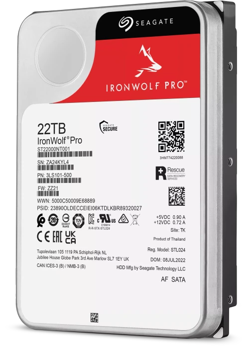 Seagate IronWolf Pro NAS HDD +Rescue 22TB, 24/7, 512e / 3.5" / SATA 6Gb/s
