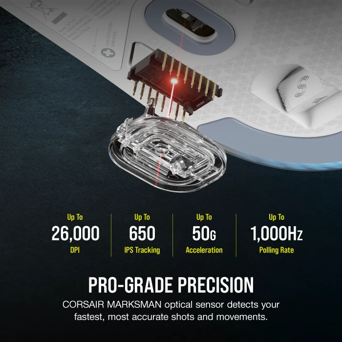 Corsair M75 WIRELESS Lightweight RGB Gaming Mouse, weiß, USB/Bluetooth