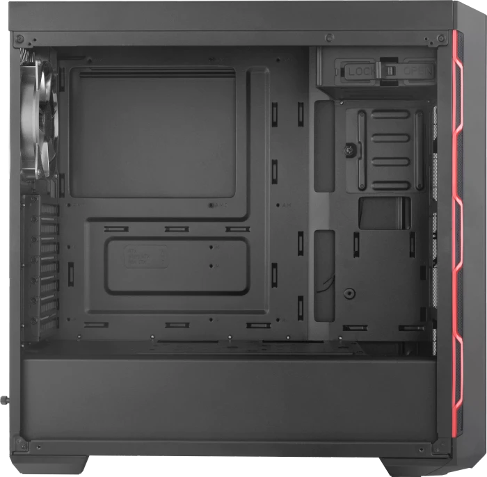 Cooler Master MasterBox MB600L, schwarz/rot, Acrylfenster