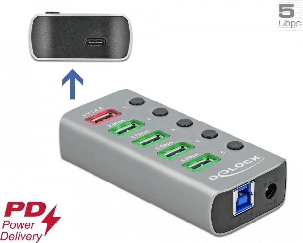 DeLOCK USB-Hub, 4x USB-A 3.0, USB-B 3.0 [Buchse]
