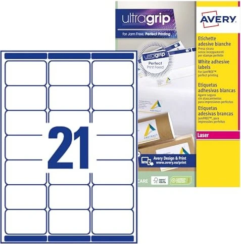 Avery-Zweckform Adressetiketten, 63.5x38.1mm, weiß, 250 Blatt (5250 Etiketten)