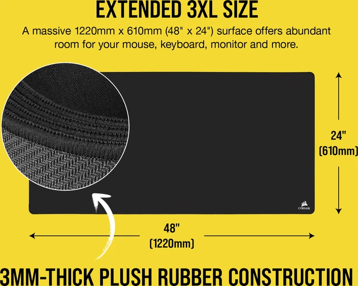 Corsair MM500 Premium Anti-Fray Cloth Gaming Mouse Pad - Extended 3XL