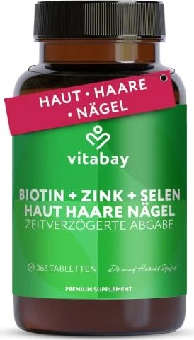 Vitabay Biotin 10 mg Depot + Selen 110 mcg + Zink 10 mg Tabletten, 365 Stück