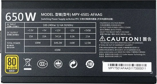 Cooler Master MWE Gold Full Modular 650W, ATX 2.31