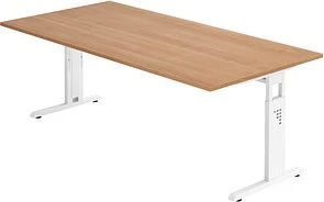 Hammerbacher Ergonomic O-Serie OS2E/N/W Schreibtisch 200x100cm Nussbaum/weiß