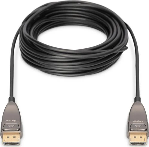 Digitus AOC Hybrid Fiber Optic Cable DisplayPort 1.4 Kabel schwarz, 15m