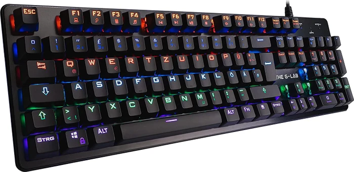 The G-Lab Keyz Carbon V3 Gaming Tastatur, LEDs RGB, BLUE Switches, USB, DE