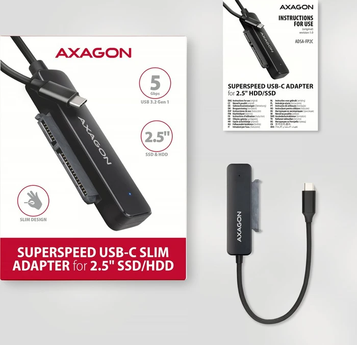 Axagon 2.5" Adapter, USB-C 3.0, USB -> SATA