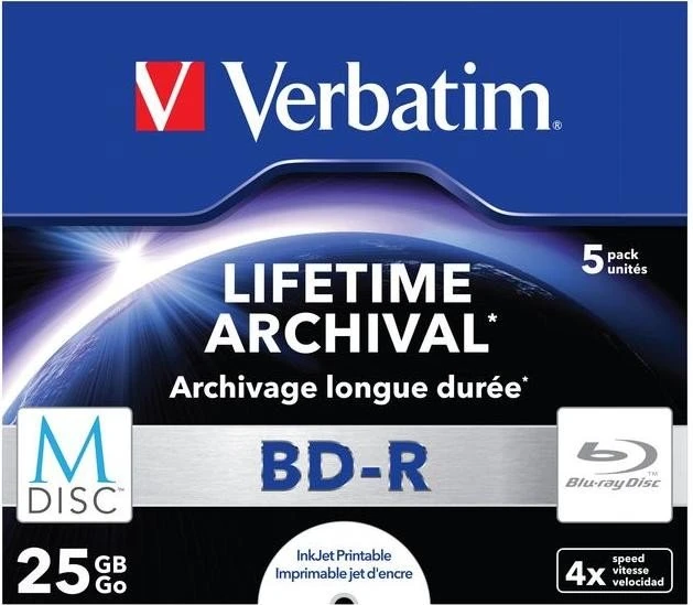 Verbatim M-DISC BD-R 25GB, 4x, 5er Jewelcase, printable