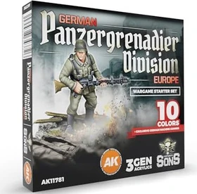AK-Interactive 3rd Gen Acrylic Colors German Panzergrenadier Dision Europe Farbset, 10-tlg.