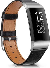 Fitbit Ersatzarmband Leder Large für Charge 4 schwarz