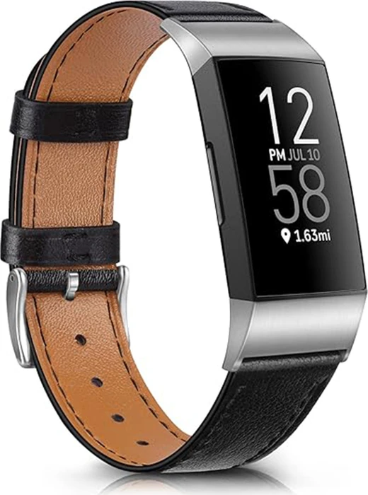 Fitbit Ersatzarmband Leder Large für Charge 4 schwarz