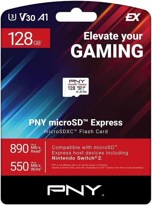 PNY microSD Express R890/W550 128GB, UHS-I U3, A1, Class 10, SD Express EX I