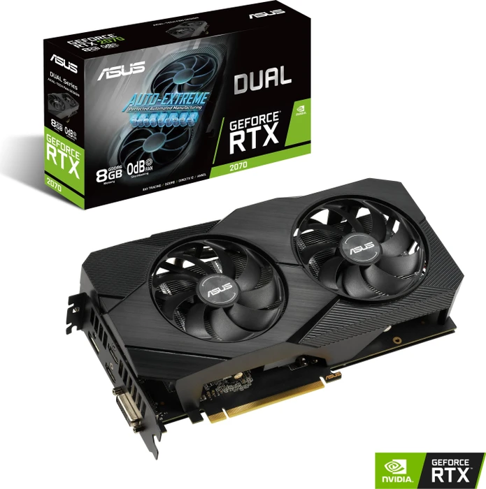 ASUS Dual GeForce RTX 2070 EVO V2, DUAL-RTX2070-8G-EVO-V2, 8GB GDDR6, DVI, 2x HDMI, DP