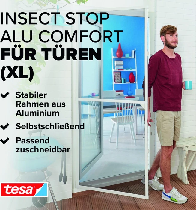 tesa Insect Stop ALU Fliegengittertür 120x240cm weiß