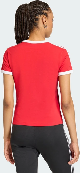 adidas 3-Streifen Slim T-Shirt kurzarm better scarlet/white (Damen)