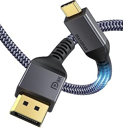 Maxonar USB-C [Stecker] auf DisplayPort 1.4 [Stecker] Kabel 8K 60Hz schwarz, 2m