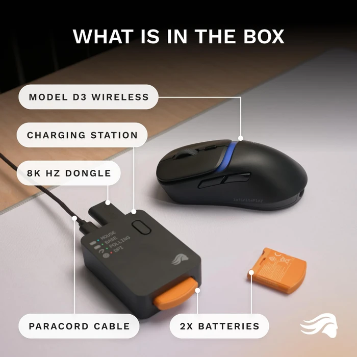 Glorious Model D3 8K Wireless mit Ladestation, schwarz, USB/Bluetooth