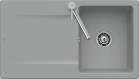 Villeroy & Boch Siluet Flat 880x490mm Einbau Becken reversibel mit Ablauffernbedienung graphite
