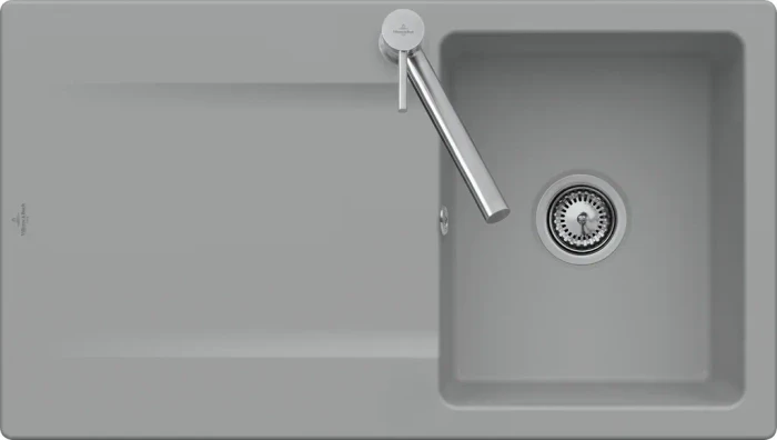 Villeroy & Boch Siluet Flat 880x490mm Einbau Becken reversibel mit Ablauffernbedienung graphite