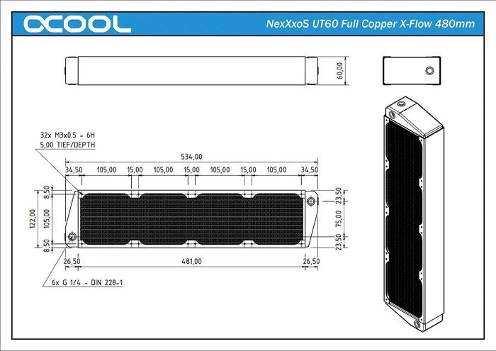 Alphacool NexXxoS UT60 Full Copper X-Flow 480mm