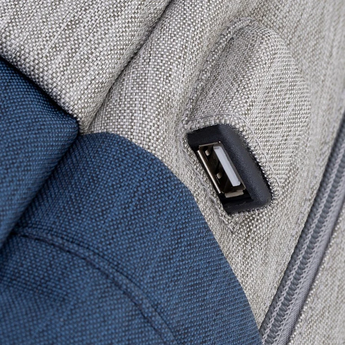 RivaCase Prater anti-theft Laptop Rucksack 17.3", Grey/Dark Blue