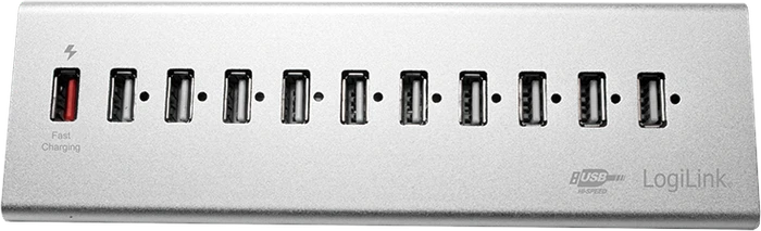 LogiLink Aluminium USB-Hub, 11x USB-A 2.0, USB 2.0 Micro-B [Buchse]