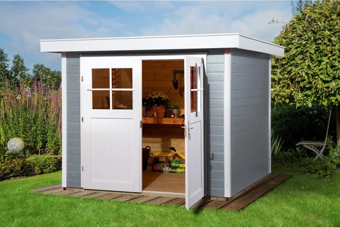 Weka 227 235x239cm Gerätehaus grau