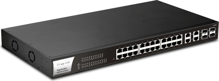 DrayTek VigorSwitch 1282 Rackmount Gigabit Smart Switch, 24x RJ-45, 4x RJ-45/SFP, 400W PoE+