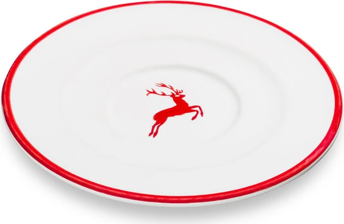 Gmundner Keramik Rubinroter Hirsch Unterteller Cappuccino Gourmet 14cm