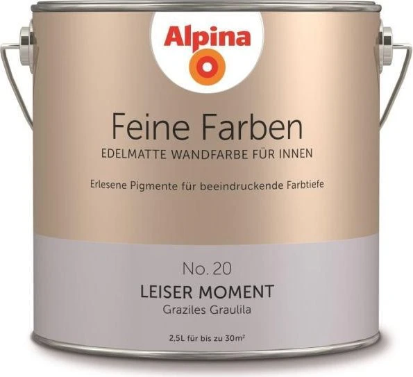 Alpina Farben Feine Farben No. 20 leiser Moment innen graziles graulila edelmatt grau, 2.5l